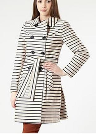 Натуральный плащ/тренч в полоску 10 размера debenhams