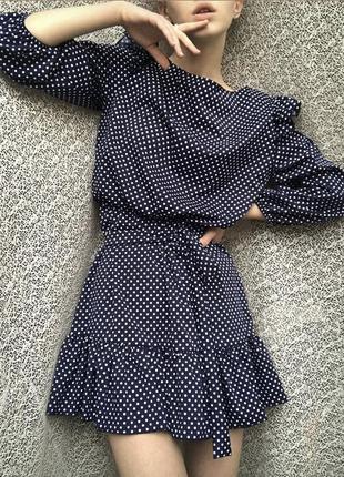 Платье в горошек горох новое волан