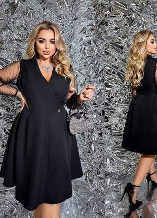 Женское платье рукава сетка до 58 размера