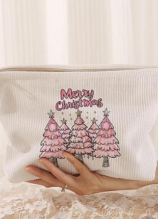 17-11 новогодняя косметичка рождественская подарочная косметичка с елками