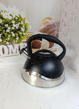 Чайник со свиском styleberg wk-1385a из нержавеющей стали 3 л черный