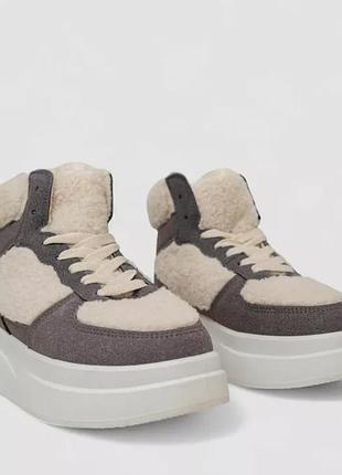 Кросівки жіночі зимові на хутрі хайтопи, колір сірий