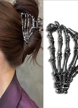 Краб для волос в готическом стиле краб на хэллоуин цвет графитовый