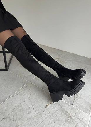 Замшеві ботфорти чорні ботфорти демі класичні ботфорти базові ботфорти чорні ботфорти високі ботфорти-панчохи демі ботфорти на платформі чорні бодфорд