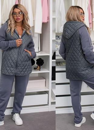 Женский теплый костюм на флисе и синтепоне до 62 размера