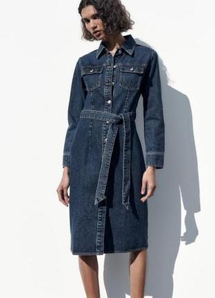 Джинсовое платье zara, состав коттон, размер с