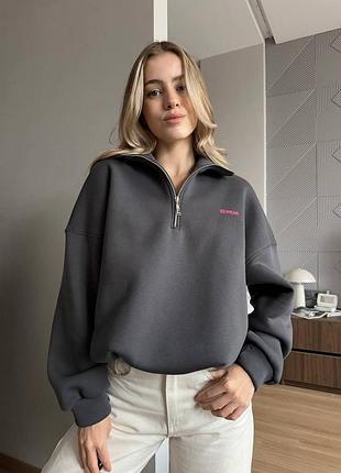 Женская теплая худи толстовка трехнить на флисе