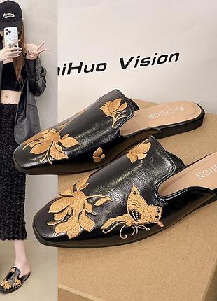 Вишиті шльопанці тапочки нові чорні 39 розмір