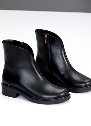 Натуральные кожаные зимние черные классические ботинки