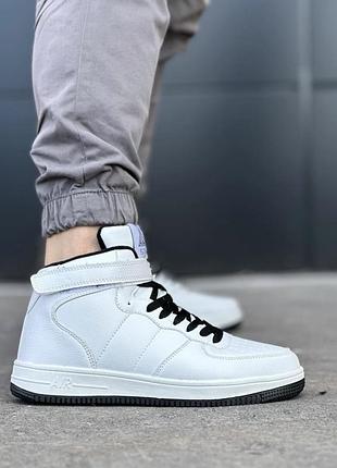 Кросівки кеди високі зимові з хутром теплі білі чоловічі | жіночі