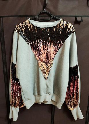 Свитшот нарядный с узором из пайеток