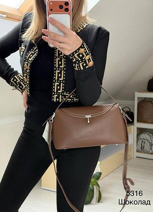 Жіноча стильна та якісна сумка з еко шкіри шоколад