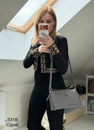 Жіноча стильна та якісна сумка з еко шкіри сіра