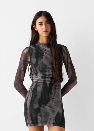 Bershka плаття міні приталене в сіточку сукня коротка