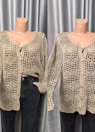 Стильный винтажный женский кардиган макраме