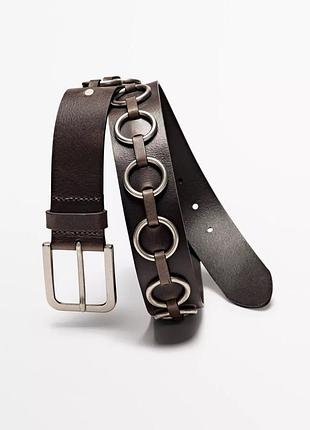 Оригінальний ремінь massimo dutti «nappa leather belt with ring details»
