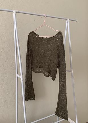 В‘язаний кроп-топ з рукавами