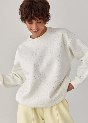 Теплый свитшот с термостразами мод 22983