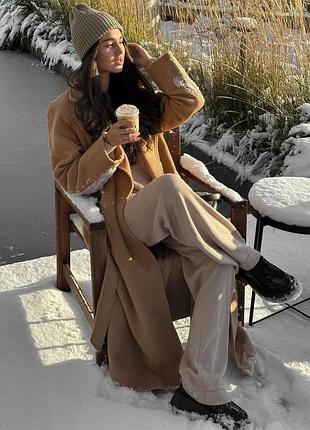 Теплое трендовое пальто оверсайз туречки