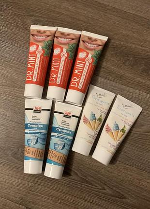 Набір зубних паст , зубна паста , дитяча зубна паста , dr.mint, bioton, toothpaste, jee cosmetics