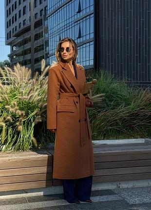 Пальто под пояс на пуговицах