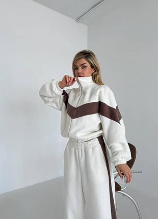 Женский теплый флисовый спортивный костюм оверсайз в расцветках рр 42-52