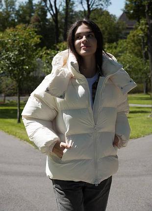 Дутый пуховик  пуффер с капюшоном