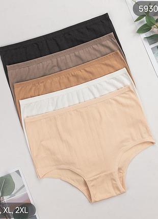 Женские хлопковые трусы слипы рубчик nicoletta норма, комплект (5 шт) размеры: s, m, l, xl, 2xl
