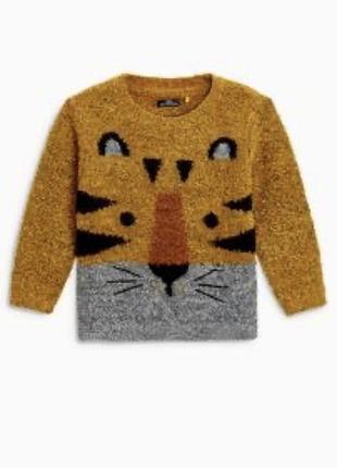 Гірчична кофта next 2-3 роки, тепла кофта на 2-3 роки, бежева уофта 2-3 роки, вʼчзана кофта 2-3 роки