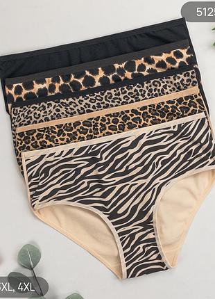 Женские хлопковые трусы слипы nicoletta батал, комплект (5 шт) размеры: 2xl, 3xl, 4xl