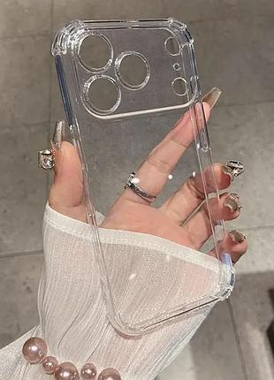 Прозорий чохол на 17 про макс айфон протиударний захисний силіконовий тпу захист під камеру 17 pro max антиударний з буфером посилені кути захисту