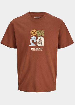 Футболка jack &amp; jones терракотовый, с принтом