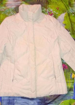 Куртка качественная демисезонная нежная классическая бежевая песочная пух и перо giorgio