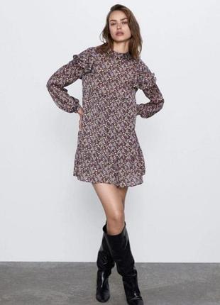 Свободное платье zara в цветочный принт