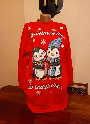 Новогодний удлиненный свитшот