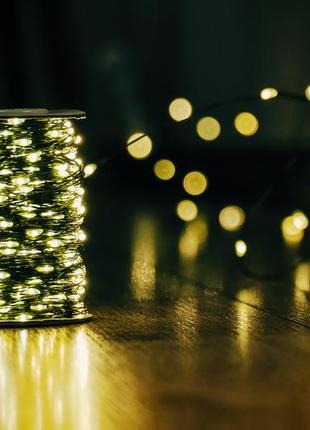 Рождественская гирлянда "капли росы" 100 м / 1000 led на зеленом проводе2 фото