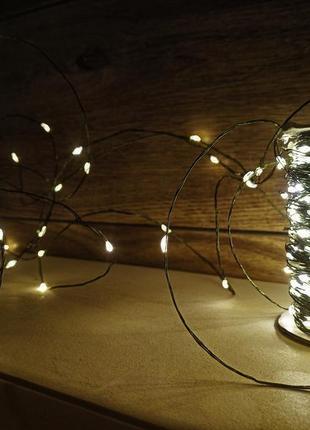 Рождественская гирлянда "капли росы" 100 м / 1000 led на зеленом проводе3 фото