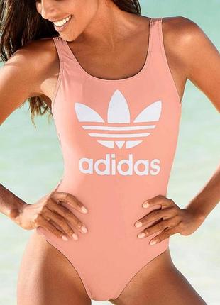 Adidas рожевий спортивний суцільний купальник хс