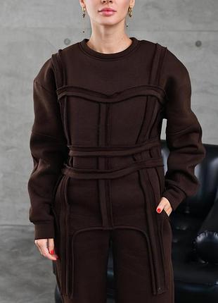 Теплый костюм из трехнитки 🇹🇷  1(42-44), 2(46-48) — стиль, комфорт и качество в одном 🖤 мод 062/844