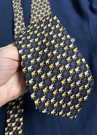 Краватка синя принт слони