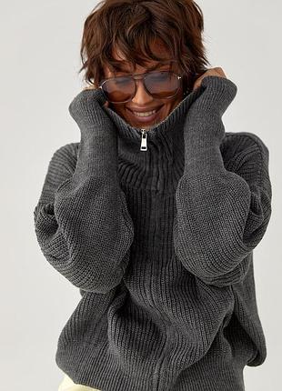 Вязаный женский кардиган на молнии мод 55620