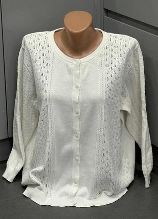 Белая ажурная женская кофта 22р