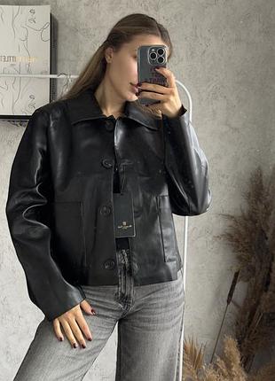 Куртка зі шкіри наппа з кишенями massimo dutti