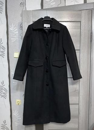 Жіноче осіннє пальто. розмір: 10 (m)  матеріал: 89% поліестер, 9% віскоза, 2% еластан   колір: чорний довжина: понад коліно