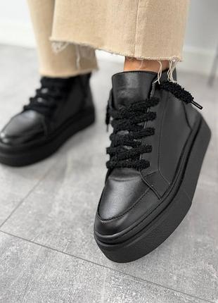 Жіночі зимові кеди натуральна шкіра вовна