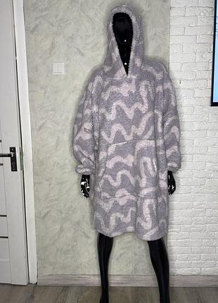 Волохате домашнє худі суцільний халат з капюшоном dunhelm , one size