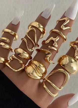 Большой набор трендовых колец каблуков 15 шт массивные кольца кольца топ