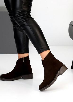 Черевики жіночі замша напівшерсть шоколад 25742