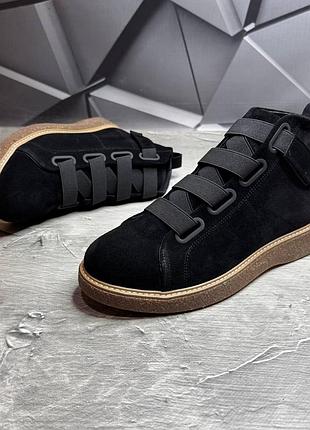 Ботинки зимние замшевые мужские nord black! натуральная замша+ мех!