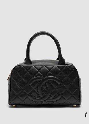 Сумка шанель vintage cc quilted caviar bowling bag black